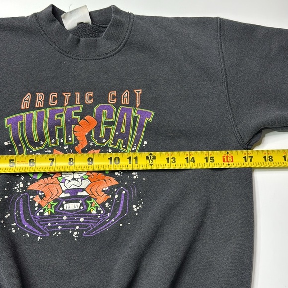 Vintage Santee Arctic Cat Tuff Cat Snowmobile Black Sweatshirt Size Kids Medium - Picture 8 of 13